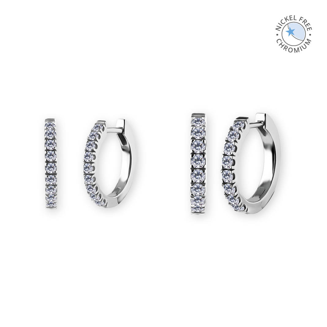 CoCr NF HINGED EAR HOOPS SET W. PREMIUM ZIRCONIA