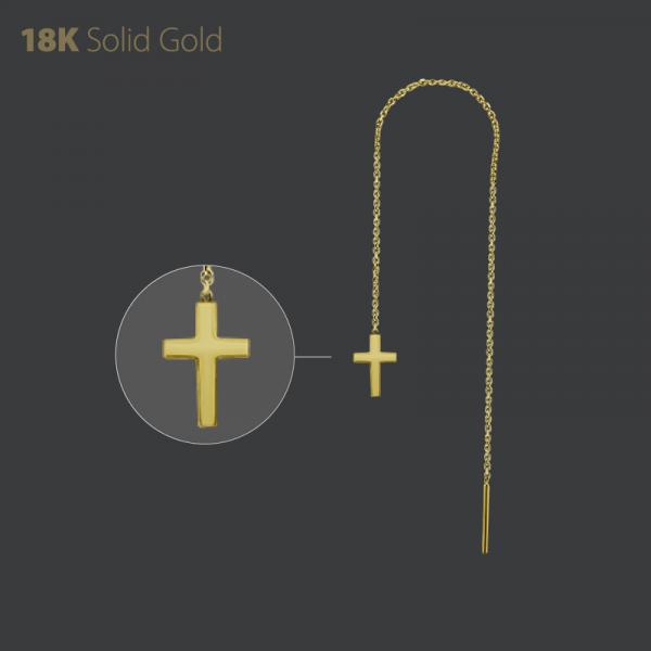 18K GOLD THREADER CHAIN (10CM)  WITH CROSS