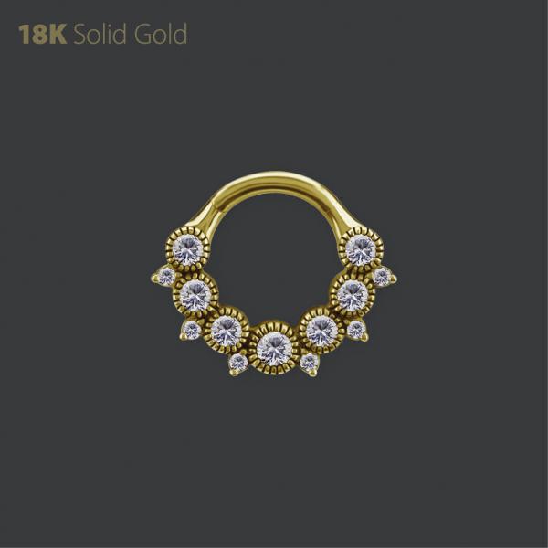 18K GOLD DAITH & SEPTUM CLICKER SET W. PREMIUM ZIRCONIA