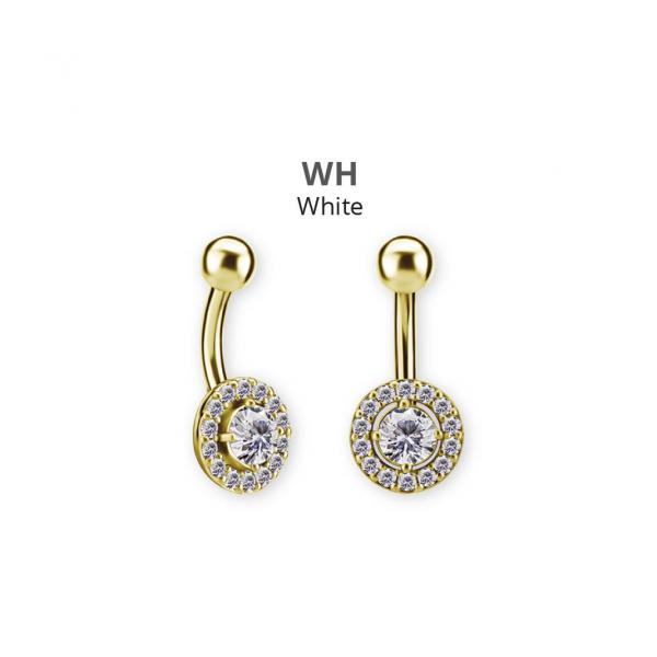 24K GOLD PVD SS316L INTERNAL BELLY BANANA SET W. PREMIUM ZIRCONIA