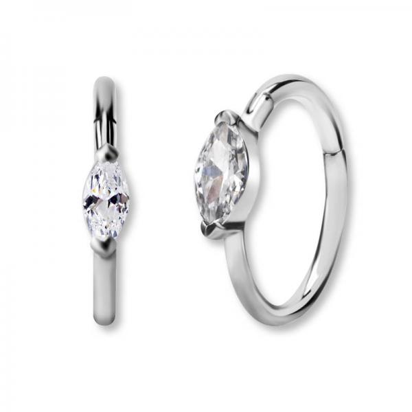 SS316L HINGED RING  SET W. MARQUISE CUBIC ZIRCONIA