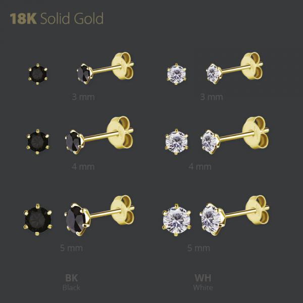 18K GOLD EAR STUD SET WITH PREMIUM ZIRCONIA  (PAIR)