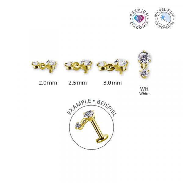 18K GOLD PVD CoCr NF INTERNAL 3 PRONG MICRO ATTACHMENT W. DANGLE SET W. PREMIUM ZIRCONIA