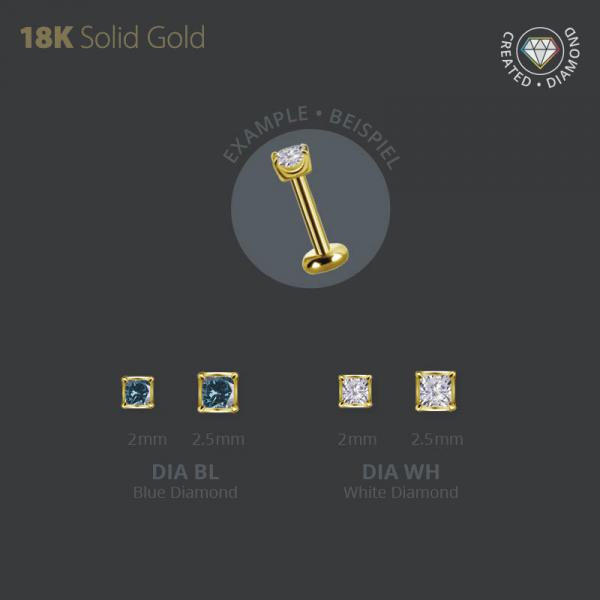18K GOLD INTERNAL MICRO ATTACHMENT SET WITH PRINCESS CUT LAB CREATED DIAMOND