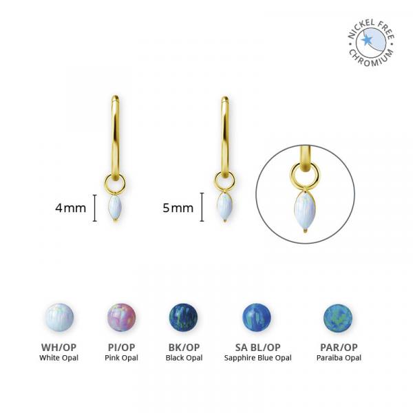 18K GOLD PVD CoCr NF MARQUISE CHARMS SET W. LAB CREATED OPALS