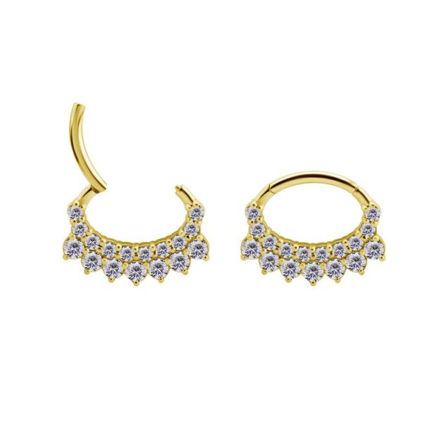 24K GOLD PVD SS316L SEPTUM/DAITH CLICKER SET W. PREMIUM ZIRCONIA