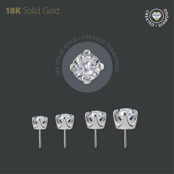 18K WHITE GOLD THREADLESS ATTACHMENT SET W. PREMIUM CREATED DIAMONDS
