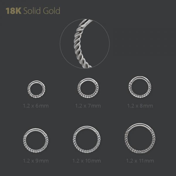 18K WHITE GOLD TWISTED ROPE DESIGN HINGED SEGMENT RING