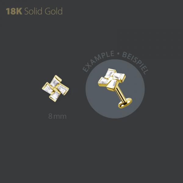 18K GOLD INTERNAL MICRO ATTACHMENT SET WITH TAPPERED BAGUETTE PREMIUM ZIRCONIA