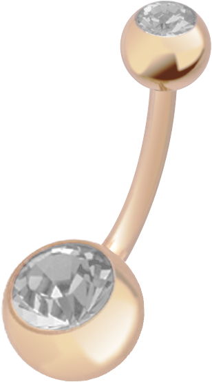 ROSE GOLD PVD SS316L DOUBLE JEWELLED BELLY BANANAS
