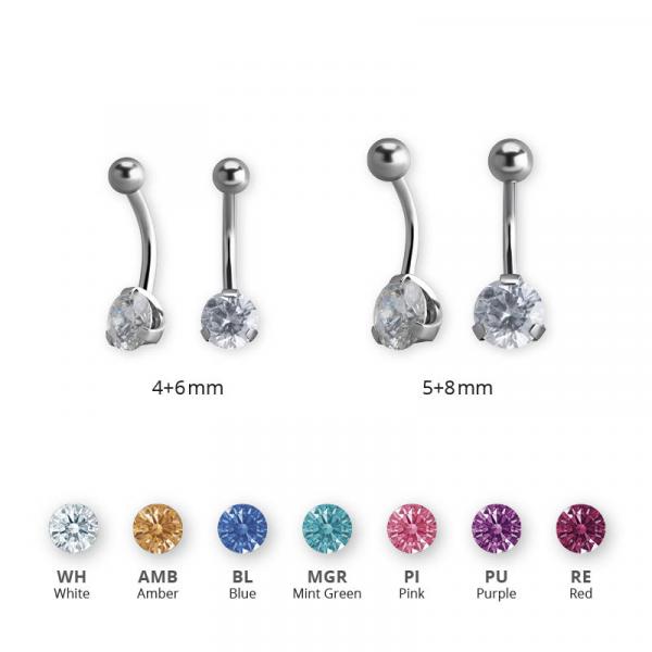 SS316L JEWELLED INTERNAL BANANA SET W. PREMIUM ZIRCONIA