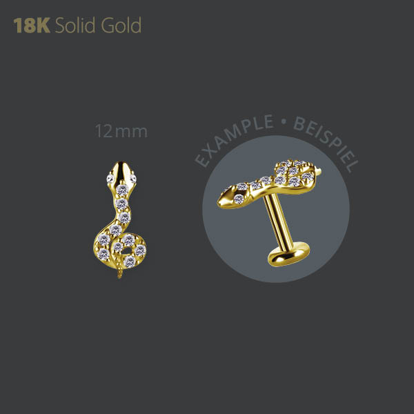 18K GOLD THREADLESS SNAKE ATTACHMENT SET W. PREMIUM ZIRCONIA