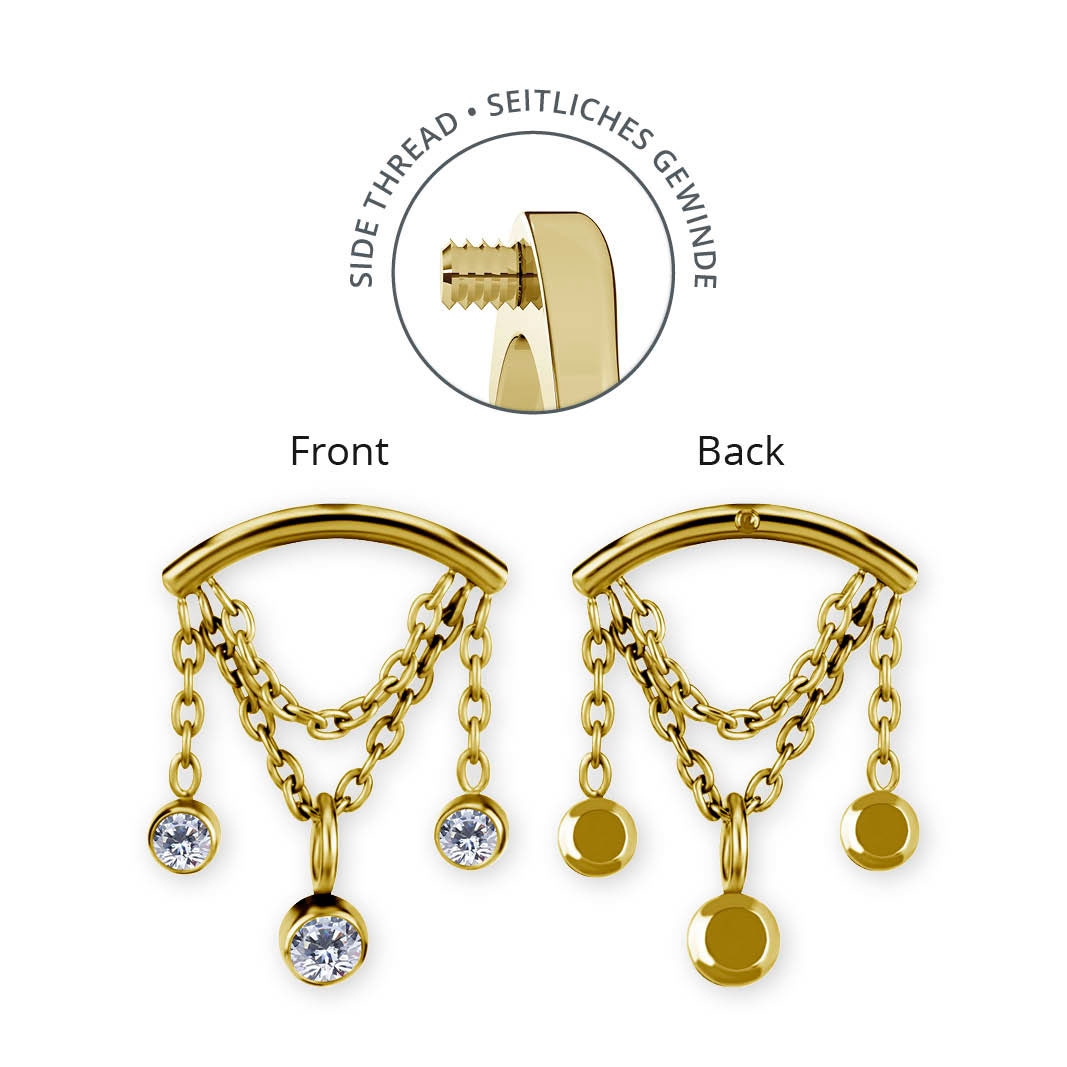 24K GOLD PVD TITANIUM INTERNAL MICRO ATTACHMENT FOR FLAT HELIX SET W PREMIUM ZIRCONIA