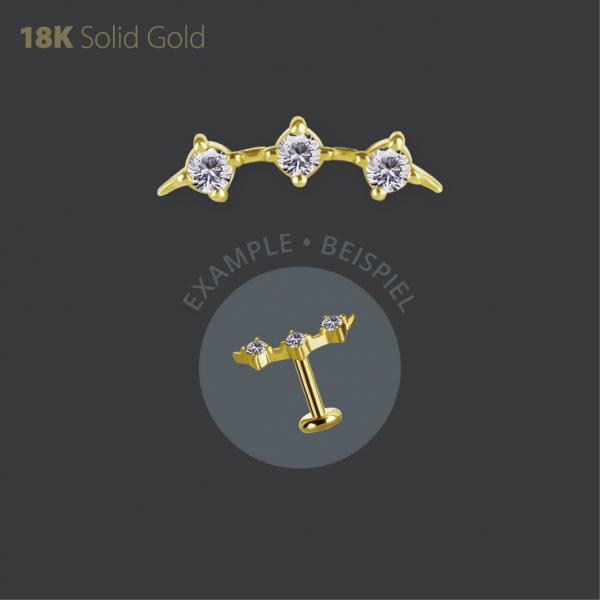18K GOLD THREADLESS  ATTACHMENT SET W. PREMIUM ZIRCONIA