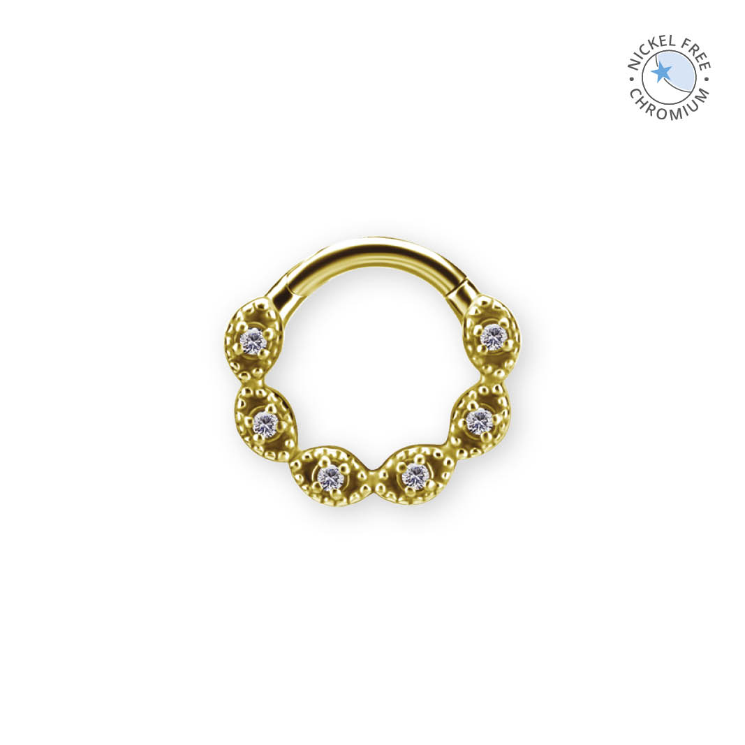18K GOLD PVD CoCr NF HINGED RING SET W. PREMIUM ZIRCONIA