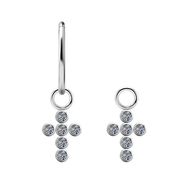 TITANIUM CLUSTER CHARM FOR HINGED RINGS SET W. PREMIUM ZIRCONIA