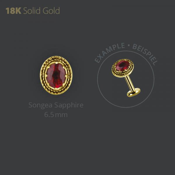 18K GOLD ATTACHMENT SET W. GENUINE SONGEA SAPPHIRE