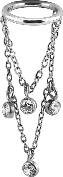 SS316L CLICKER W. BAZEL DANGLE CHAINS