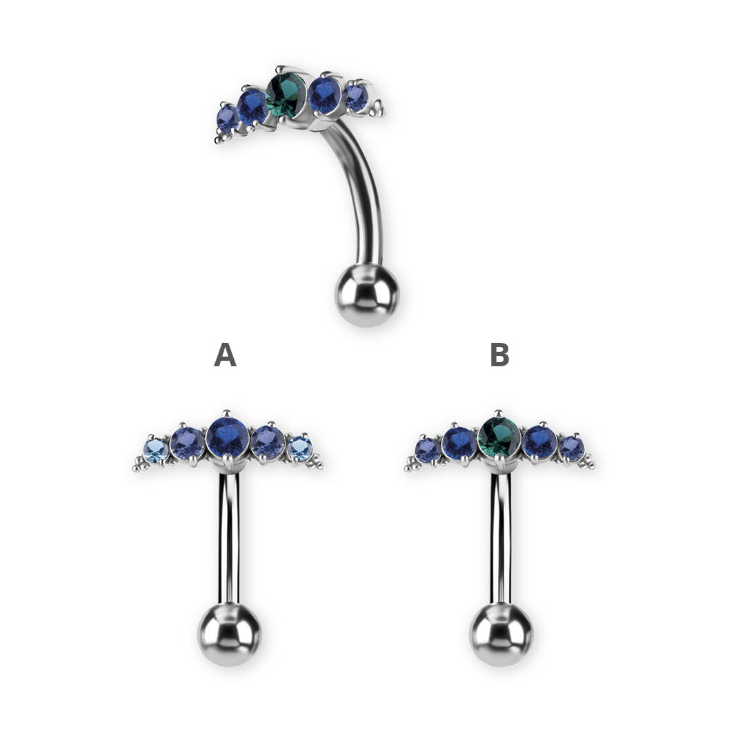 SS316L BELLY BANANA SET W. PREMIUM NANO GEMS