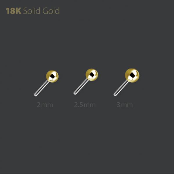 18K GOLD THREADLESS BALL 2MM