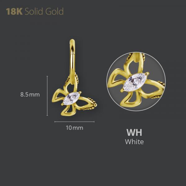 18K GOLD BUTTERFLY CHARM SET W. MARQUISE PREMIUM ZIRCONIA