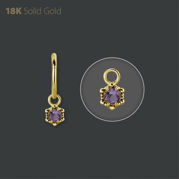 18K GOLD CHARM SET GENUINE PINK AMETHYST