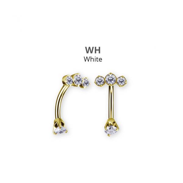 24K GOLD PVD SS316L DOUBLE JEWELLED BELLY BANANAS SET W. CUBIC ZIRCONIA