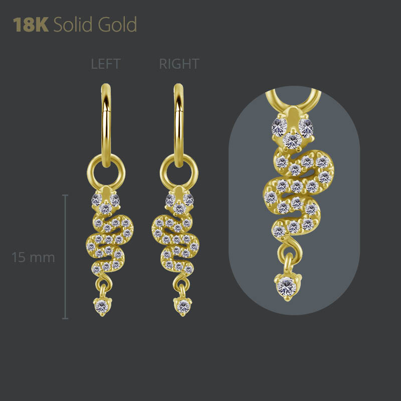 18K GOLD SNAKE CHARM SET WITH PREMIUM ZIRCONIA