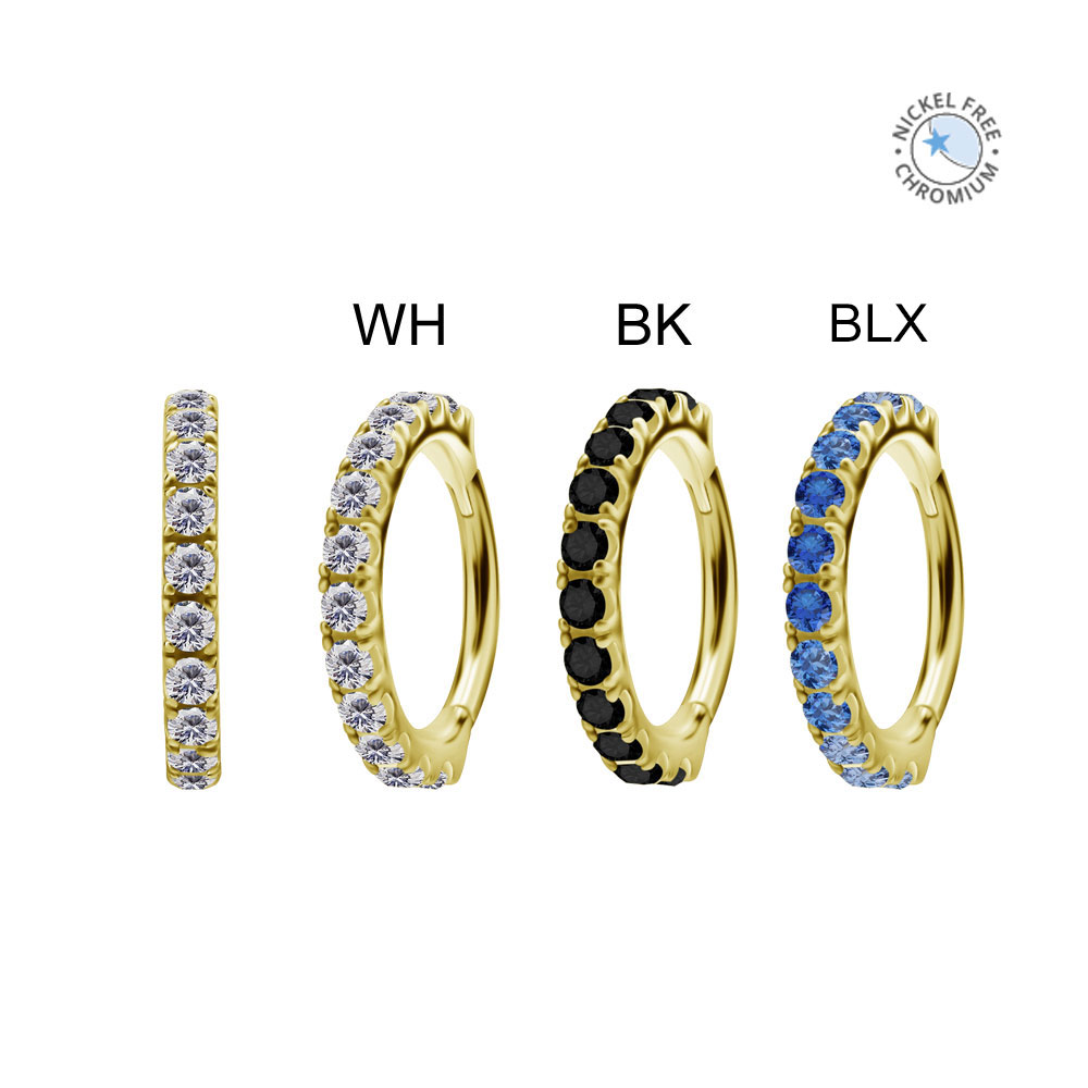 18K GOLD PVD CoCr NF HINGED RING SET W. PREMIUM ZIRCONIA