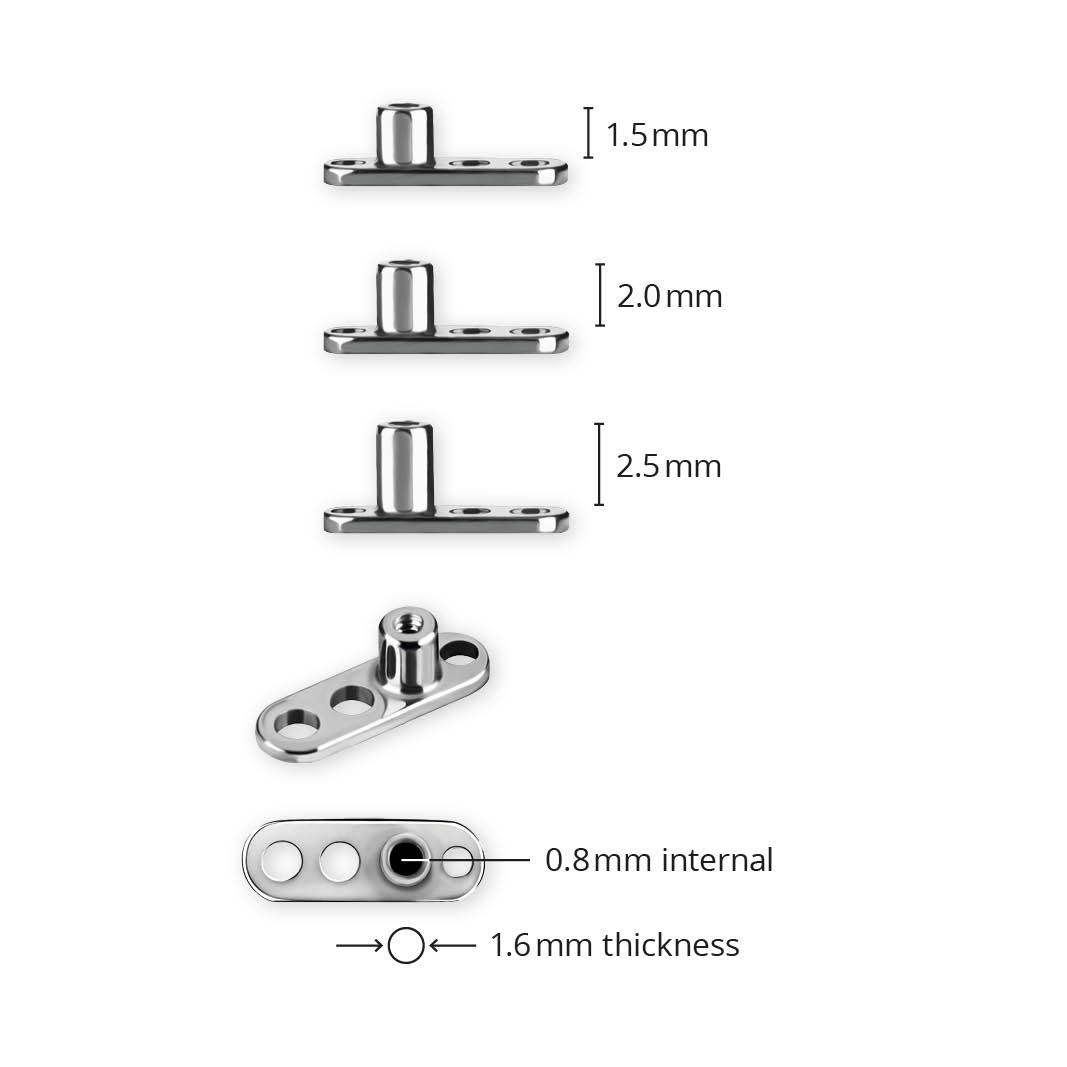 TITANIUM 3 HOLE DERMAL ANCHOR (0.8MM INTERNAL)
