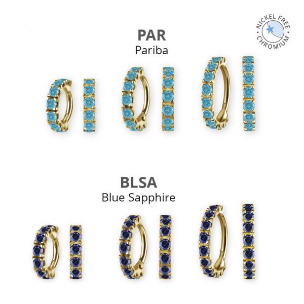 18K GOLD PVD CoCr NF HINGED CLICKER SET W. LAB CREATED GEMSTONE