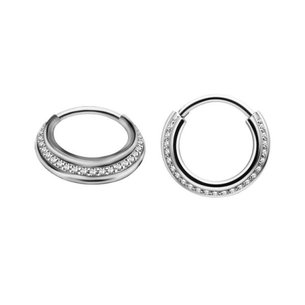 SS316L TRIPLE SLANTED HINGED RING SET W. CUBIC ZIRCONIA