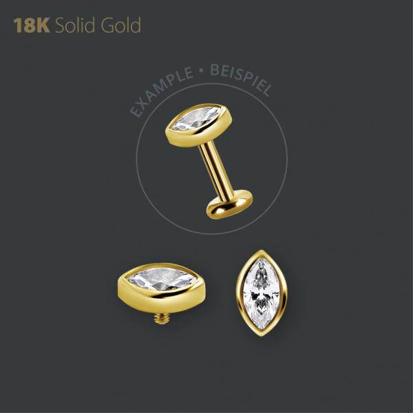 18K GOLD INTERNAL MICRO ATTACHMENT SET W. MARQUISE SHAPE PREMIUM ZIRCONIA