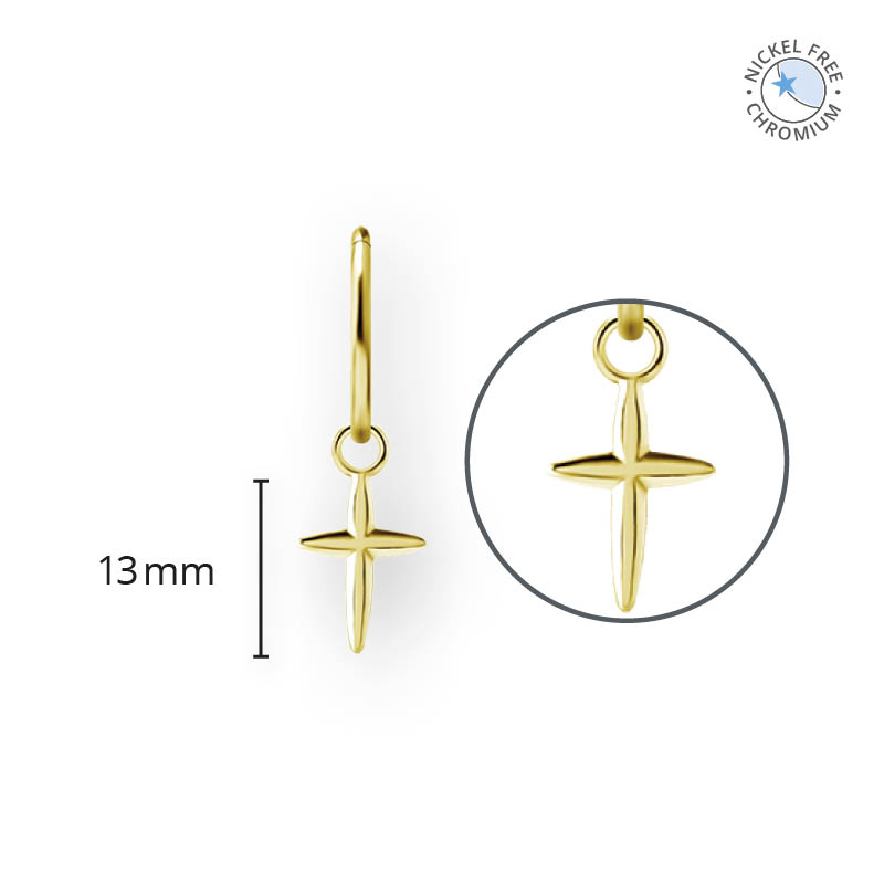 18K GOLD PVD CoCr NF CROSS CHARMS FOR HINGED RINGS