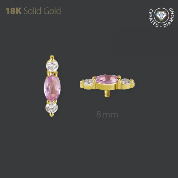 18K GOLD MICRO ATTACHMENT SET W. GENUINE PINK SAPPHIRE AND CREATED DIAMONDS