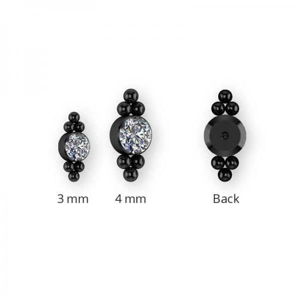 BLACK PVD TITANIUM CLUSTER INTERNAL MICRO ATTACHMENT SET W. PREMIUM CRYSTALS
