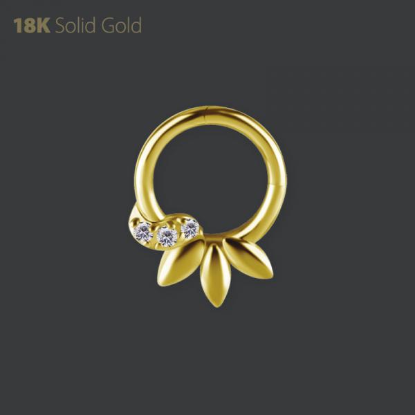 18K GOLD HINGED DAITH CLICKER SET W. PREMIUM ZIRCONIA