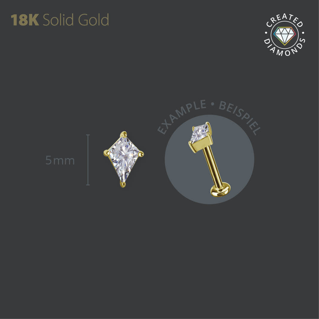 18K GOLD INTERNAL MICROATTACHMENT SET WITH LAB CREATED DIAMOND (KITE SHAPE)