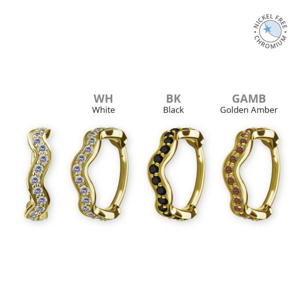 18K GOLD PVD CoCr NF HINGED SEGMENT RING SET W. PREMIUM ZIRCONIA