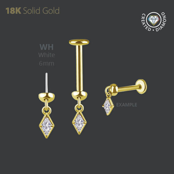 18K GOLD THREADLESS VERTICAL HELIX ATTACHMENT SET W. LAB CREATED DIAMOND