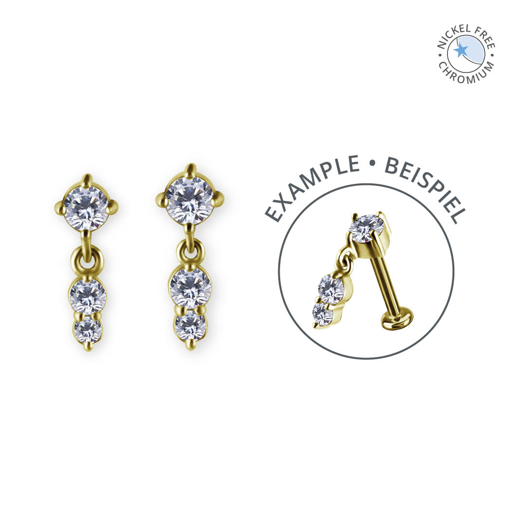 18K GOLD PVD CoCr NF THREADLESS ATTACHMENT W. DANGLE SET W. PREMIUM ZIRCONIA