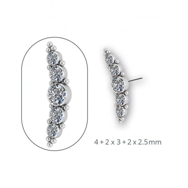 TITANIUM THREADLESS JEWELLED CLUSTERS ATTACHMEN SET W. PREMIUM ZIRCONIA