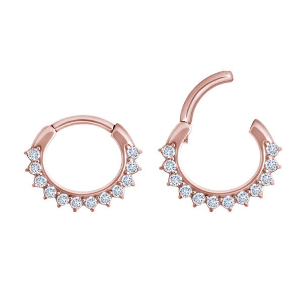 ROSE GOLD PVD SS316L JEWELLED SEPTUM CLICKER
