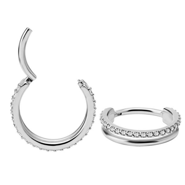 SS316L DOUBLE CLICKER 1 LINE PAVE SET WITH PREMIUM ZIRCONIA