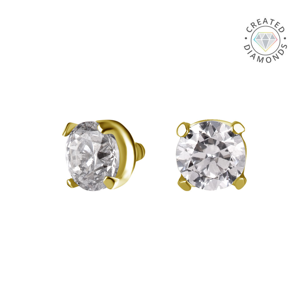 24K GOLD PVD TITANIUM INTERNAL MICRO ATTACHMENT SET W. LAB CREATED DIAMONDS