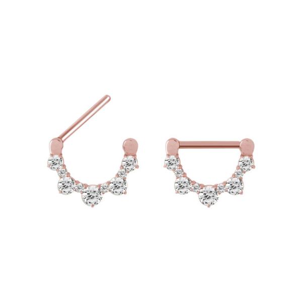ROSE GOLD PVD SS316L JEWELLED NIPPLE CLICKER SHIELD (CZ PRONGS SETTING)