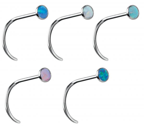 TITANIUM OPAL CABOCHON  CURVED NOSE STUDS