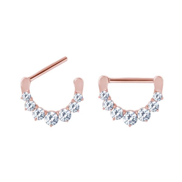 ROSE GOLD PVD SS316L JEWELLED NIPPLE CLICKER (CZ PRONGS SETTING)