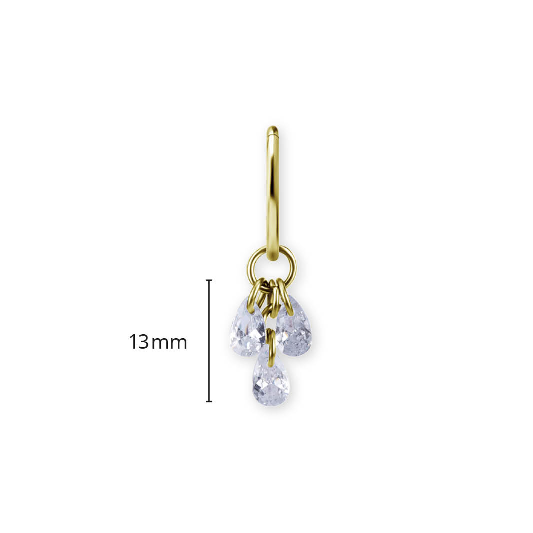 24K GOLD PVD TITANIUM DANGLE CHAIN W.FLOATING ZIRCONIA