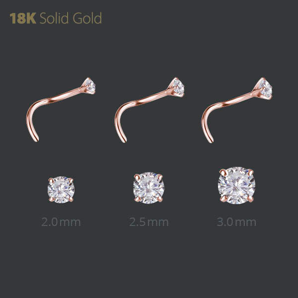 18K ROSE GOLD JEWELLED NOSESTUDS SET W. PREMIUM ZIRCONIA